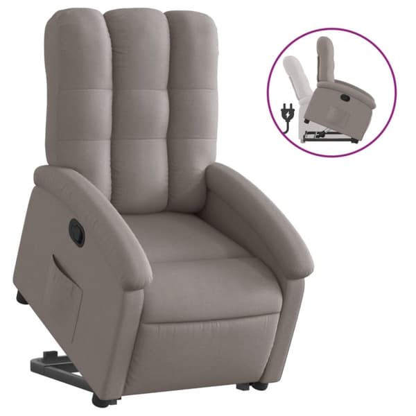 vidaXL Reclinerfåtölj med uppresningshjälp taupe tyg