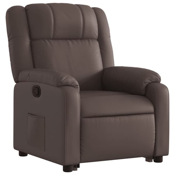 vidaXL Reclinerfåtölj med uppresningshjälp brun konstläder