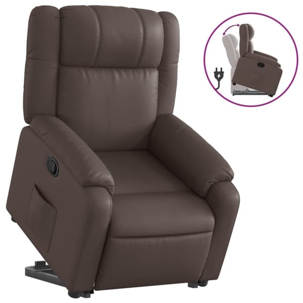 vidaXL Reclinerfåtölj med uppresningshjälp brun konstläder