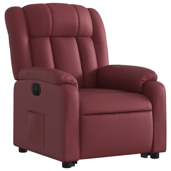 vidaXL Reclinerfåtölj med uppresningshjälp vinröd konstläder