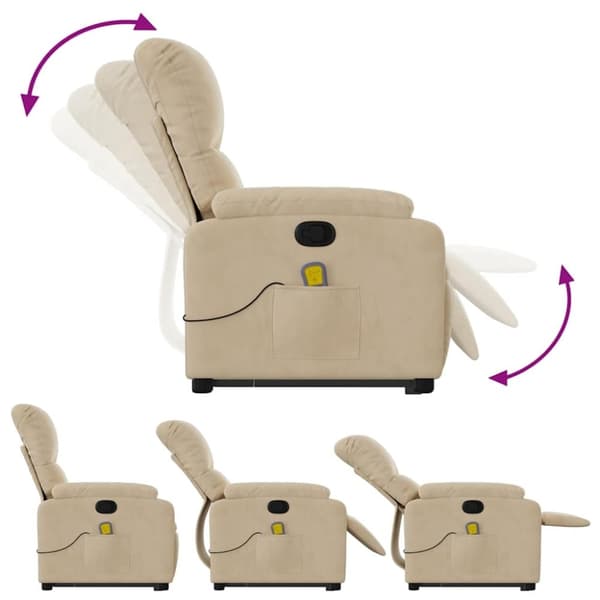 vidaXL massagestol med løftefunktion mikrofiberstof cremefarvet