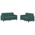 Miniatyrbillede 1 af 7: vidaXL sofasæt 2 dele velour mørkegrøn