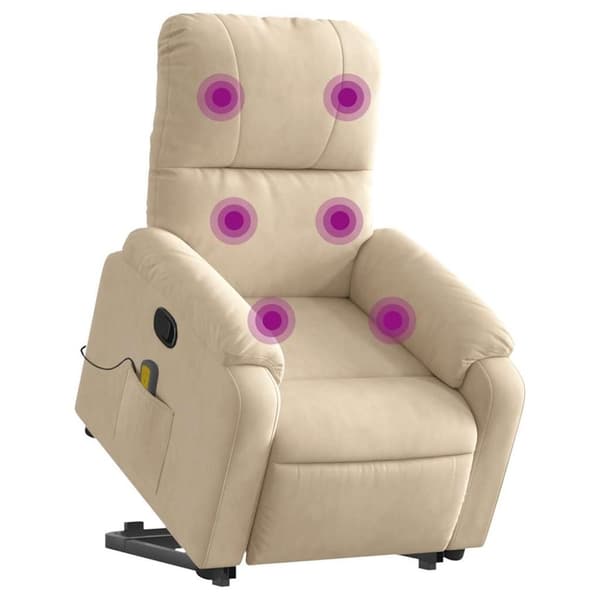 vidaXL Massagefåtölj med uppresningshjälp gräddvit mikrofibertyg