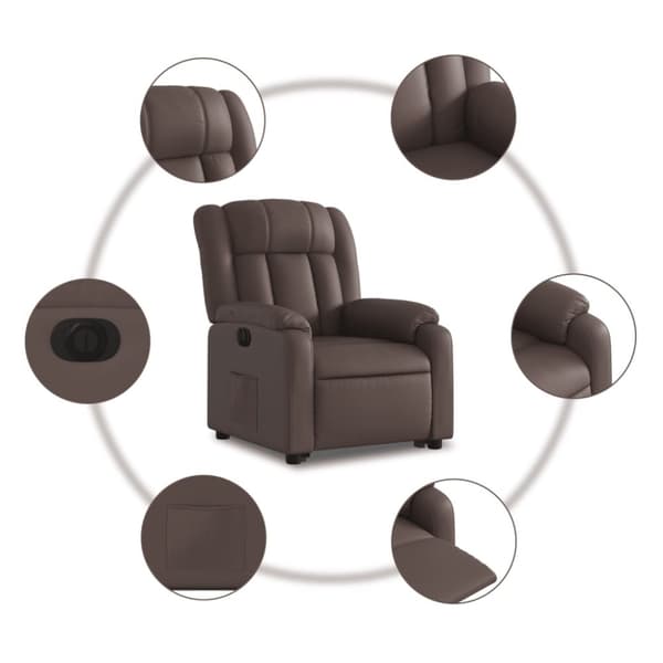 vidaXL Reclinerfåtölj med uppresningshjälp brun konstläder