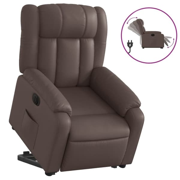 vidaXL Reclinerfåtölj med uppresningshjälp brun konstläder