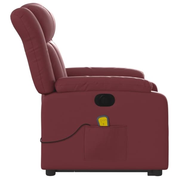 vidaXL Massagefåtölj med uppresningshjälp vinröd konstläder