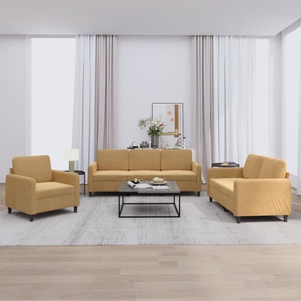 vidaXL Soffgrupp 3 delar brun sammet