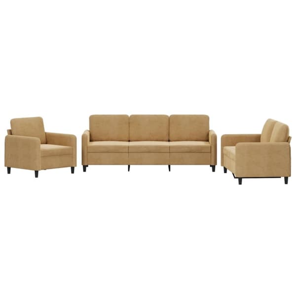 vidaXL sofasæt 3 dele velour brun