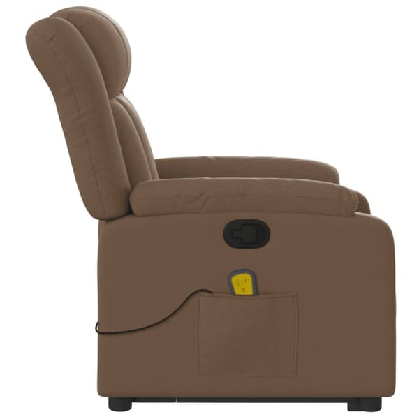 vidaXL Massagefåtölj med uppresningshjälp brun tyg