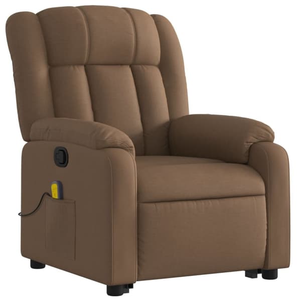 vidaXL Massagefåtölj med uppresningshjälp brun tyg