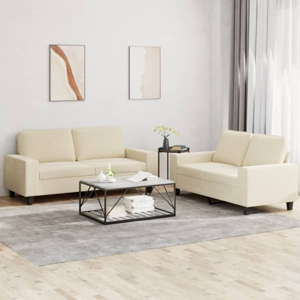 vidaXL sofasæt 2 dele stof cremefarvet
