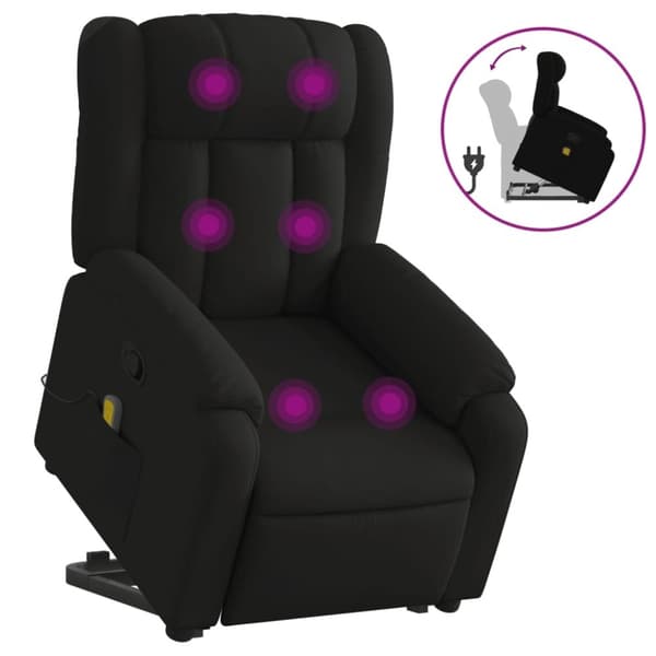 vidaXL Massagefåtölj med uppresningshjälp svart tyg