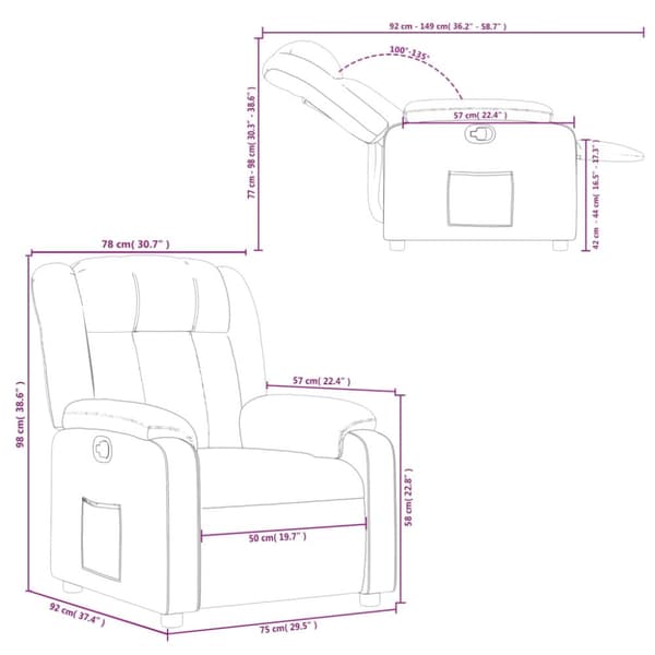 vidaXL Reclinerfåtölj svart tyg