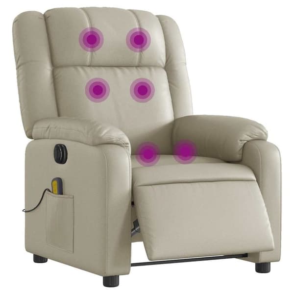 vidaXL Elektrisk massagefåtölj gräddvit konstläder