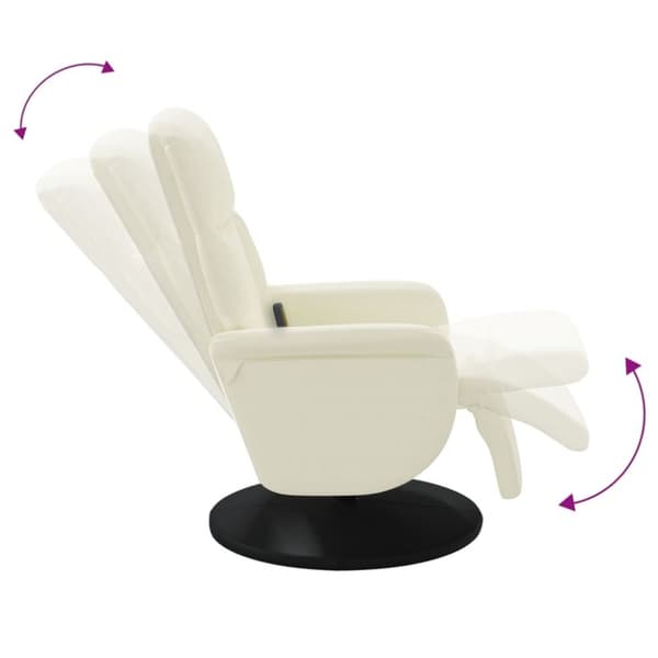 vidaXL Massagefåtölj med fotstöd gräddvit sammet