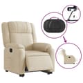 Miniatyrbild 6 av 11: vidaXL Elektrisk reclinerfåtölj med uppresningshjälp gräddvit tyg