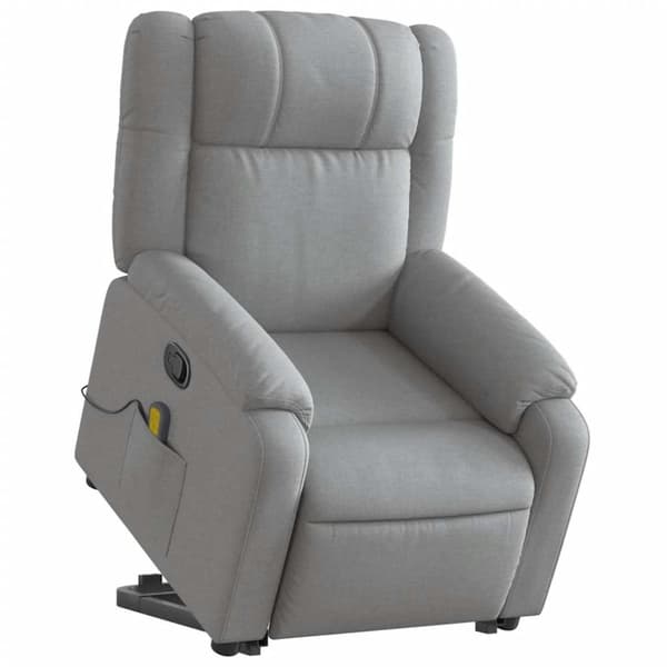 vidaXL Massagefåtölj med uppresningshjälp ljusgrå tyg