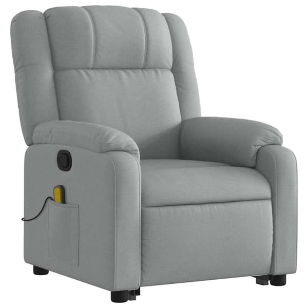 vidaXL Massagefåtölj med uppresningshjälp ljusgrå tyg