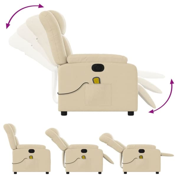 vidaXL eldrevet massagestol stof cremefarvet