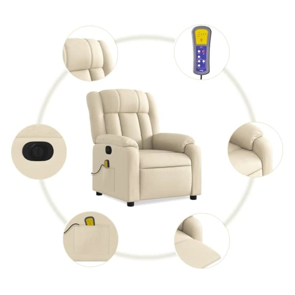 vidaXL eldrevet massagestol stof cremefarvet