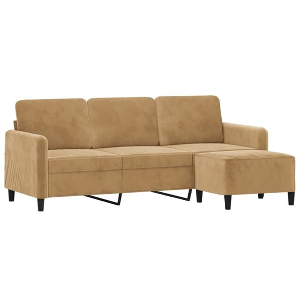 vidaXL 3-personers sofa med fodskammel 180 cm velour brun