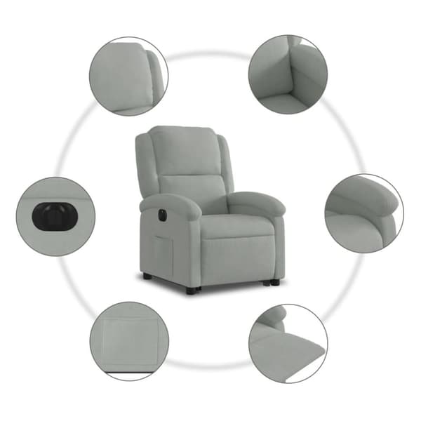 vidaXL Elektrisk reclinerfåtölj med uppresningshjälp ljusgrå sammet