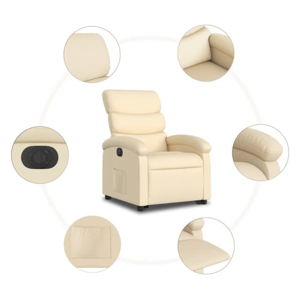 vidaXL Elektrisk reclinerfåtölj med uppresningshjälp gräddvit tyg