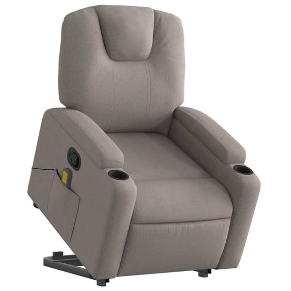 vidaXL Massagefåtölj med uppresningshjälp taupe tyg