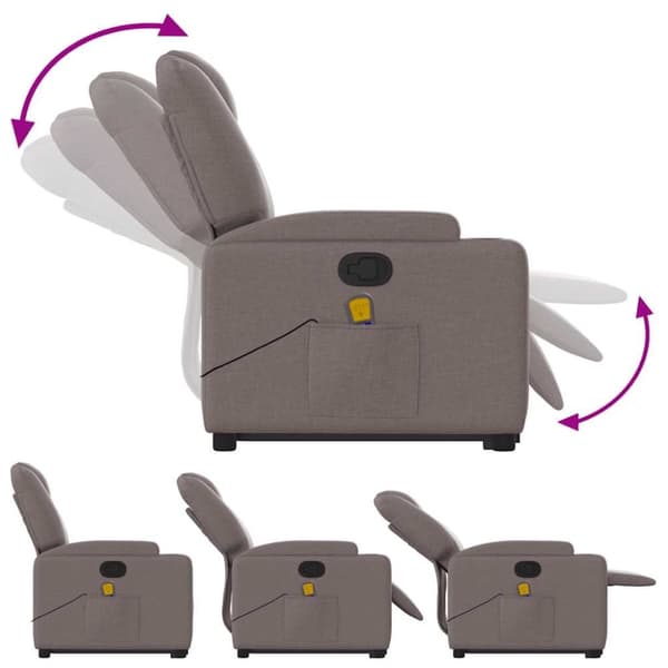 vidaXL Massagefåtölj med uppresningshjälp taupe tyg