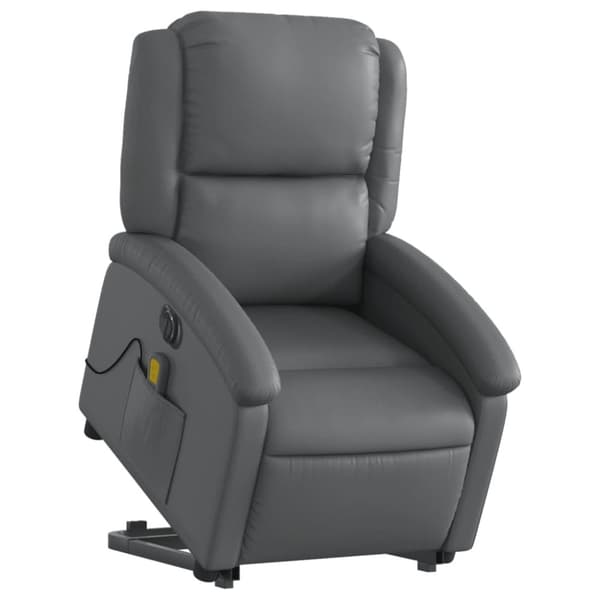 vidaXL Massagefåtölj med uppresningshjälp grå konstläder