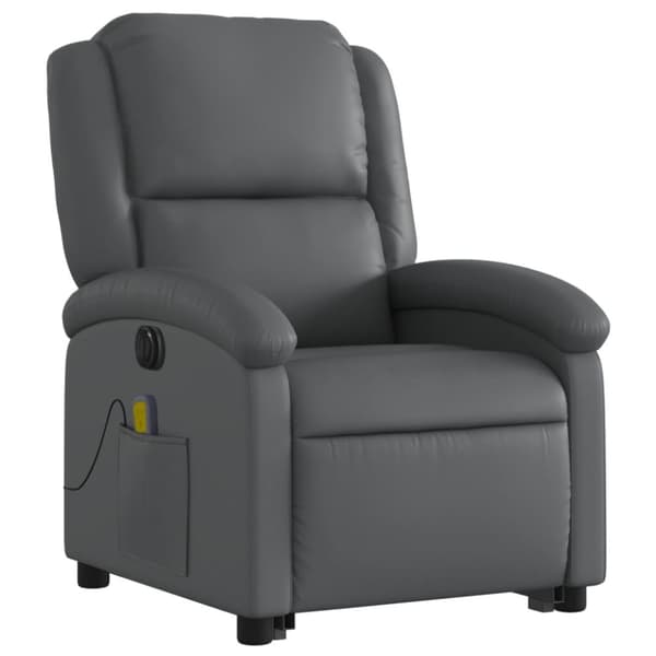 vidaXL Massagefåtölj med uppresningshjälp grå konstläder