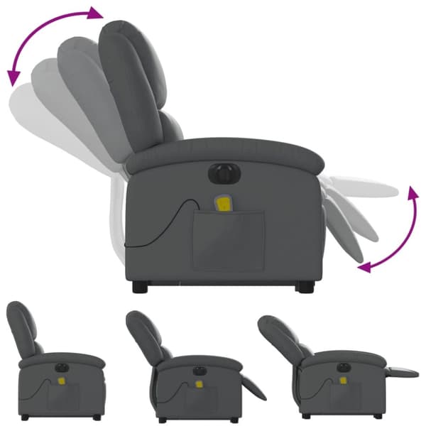 vidaXL Massagefåtölj med uppresningshjälp grå konstläder