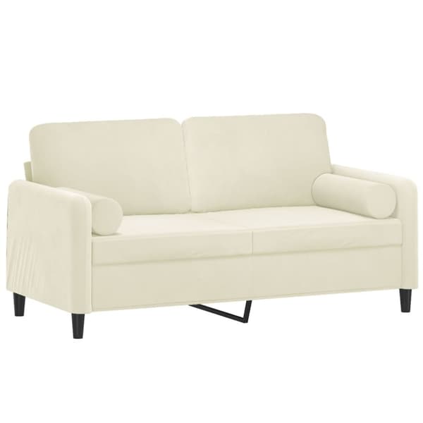 vidaXL 2-sitssoffa med prydnadskuddar gräddvit 140 cm sammet