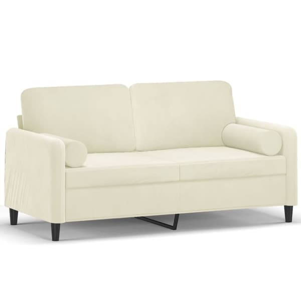 vidaXL 2-sitssoffa med prydnadskuddar gräddvit 140 cm sammet