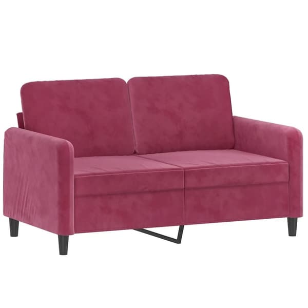 vidaXL 2-sitssoffa med prydnadskuddar vinröd 120 cm sammet