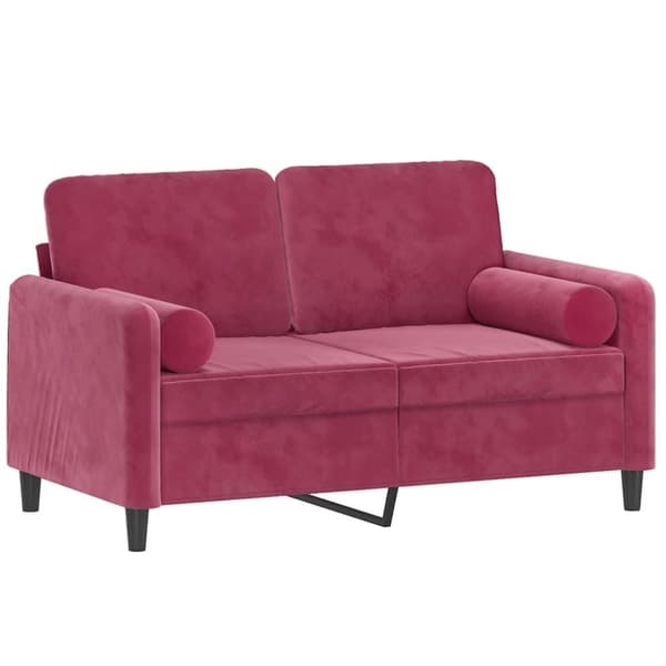 vidaXL 2-sitssoffa med prydnadskuddar vinröd 120 cm sammet