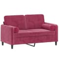 Miniatyrbillede 2 af 8: vidaXL 2-personers sofa med pyntepuder 120 cm velour vinrød