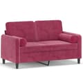 Miniatyrbillede 1 af 8: vidaXL 2-personers sofa med pyntepuder 120 cm velour vinrød