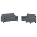 Miniatyrbillede 2 af 8: vidaXL sofasæt 2 dele med puder velour mørkegrå