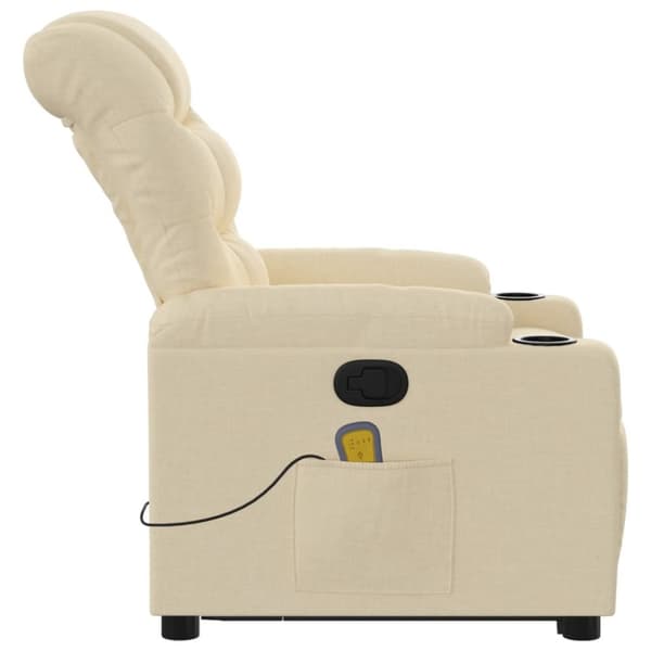 vidaXL Massagefåtölj med uppresningshjälp gräddvit tyg