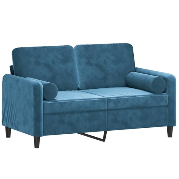vidaXL 2-personers sofa med pyntepuder 120 cm velour blå