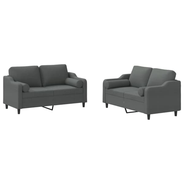 vidaXL sofasæt 2 dele med puder stof mørkegrå