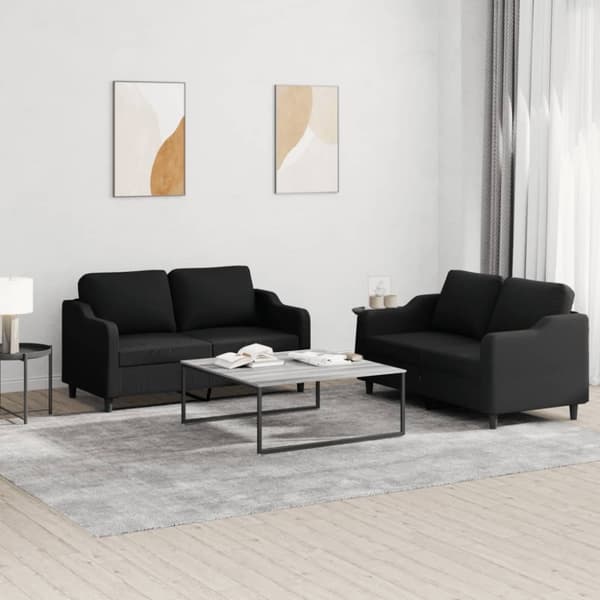 vidaXL sofasæt 2 dele med hynder stof sort