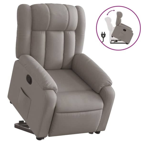 vidaXL Reclinerfåtölj med uppresningshjälp taupe tyg