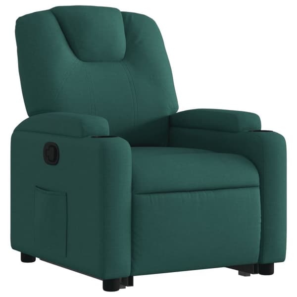 vidaXL Reclinerfåtölj med uppresningshjälp mörkgrön tyg