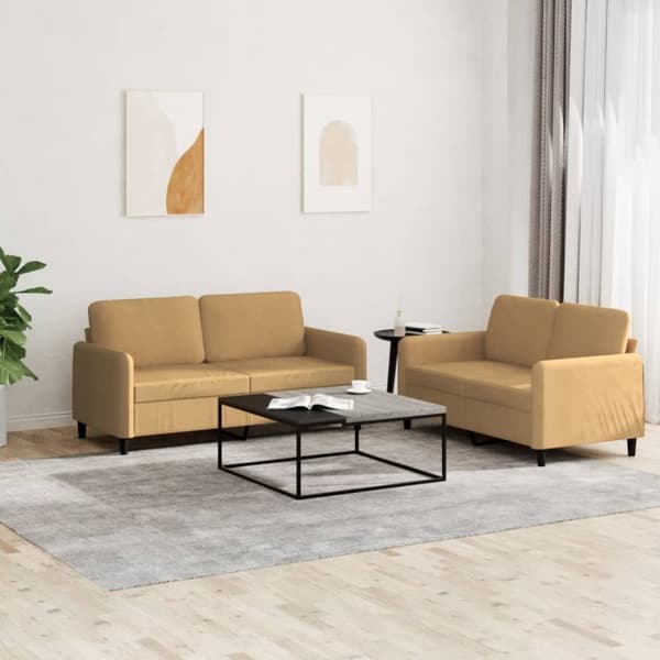 vidaXL Soffgrupp 2 delar brun sammet