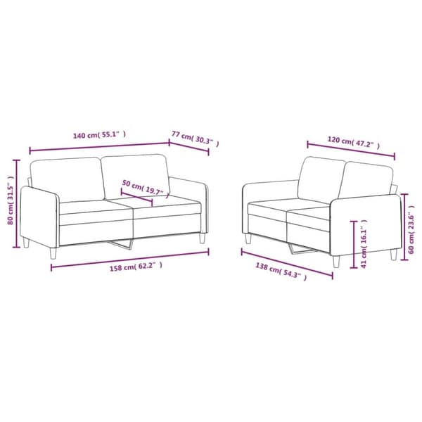 vidaXL sofasæt 2 dele velour brun