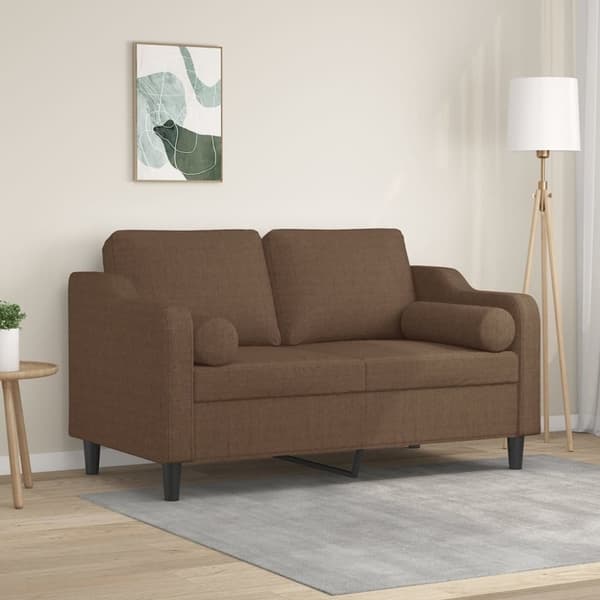 vidaXL 2-personers sofa med pyntepuder 120 cm stof brun