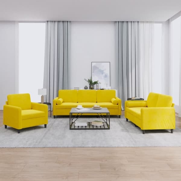 vidaXL sofasæt 3 dele med puder velour gul