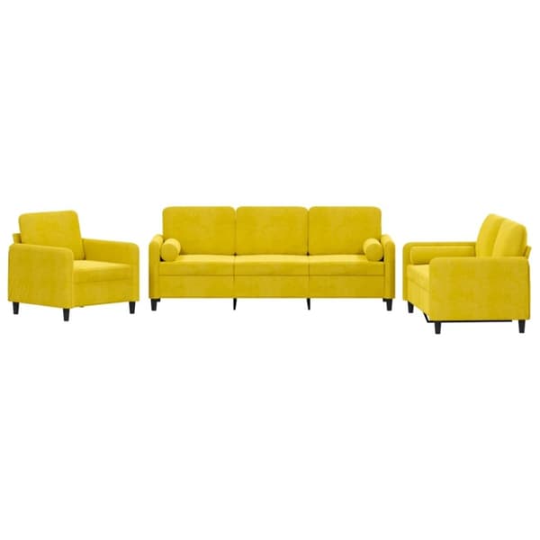 vidaXL sofasæt 3 dele med puder velour gul